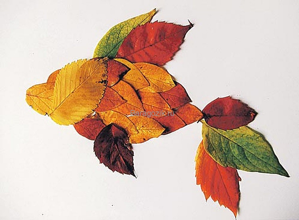 рыбка из листьев